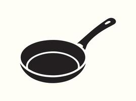 Clean and Simple Frying Pan Silhouette in Solid Black vector