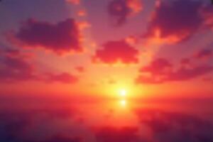 Red sunset sky with glowing clouds in the evening. Sun shining glow background. vector