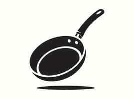 Black Frying Pan Icon in Silhouette Style on a White Background vector