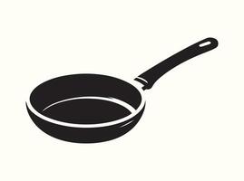 Simple Black Silhouette of a Skillet with a Long Handle vector
