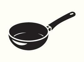Solid Black Silhouette of a Frying Pan with a Simple and Clean Design vector