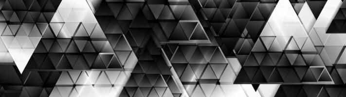Black white glossy triangles abstract technology background vector