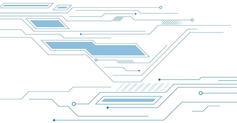 Minimal abstract futuristic tech background with blue circuit board lines
