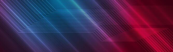 Bright glowing circuit boards lines abstract technology banner vector