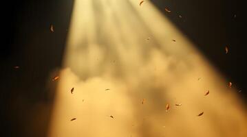 Falling Leaves and Beam of Light Creating Dreamy Atmospheric Effect photo