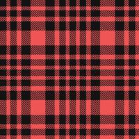 Dark Almost Black Seamless Tartan with Dusty Grapefruit accents Textile Design vector