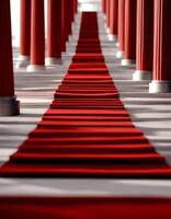 carpet elegant architecture hall entrance pathway column interior columns room leading between red grand photo