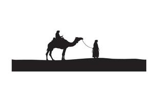 Camel walking with man in long travel journey vector