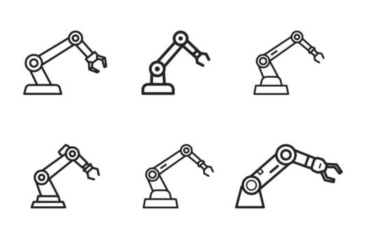 The robot arm icon isolated on a white background is an illustration that can be easily used in applications and websites. vector