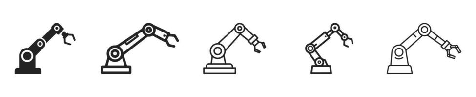 The robot arm icon is located on a white background. It is a drawing suitable for use in applications and websites. vector