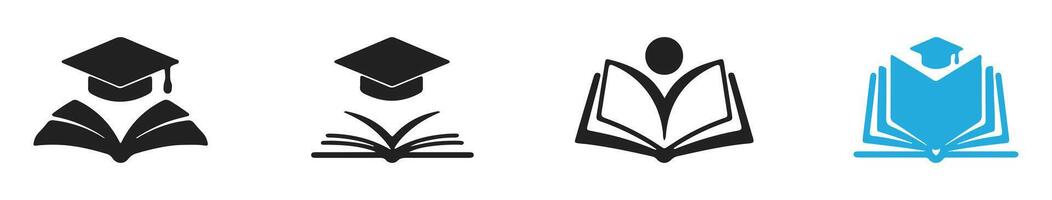 Various Books Icon Set. Literature book icons set. Book icons collection. Textbook icons. Isolated on white background. vector