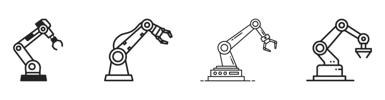 Robot arm icon is isolated on a white background. It can be easily used in applications and websites. vector