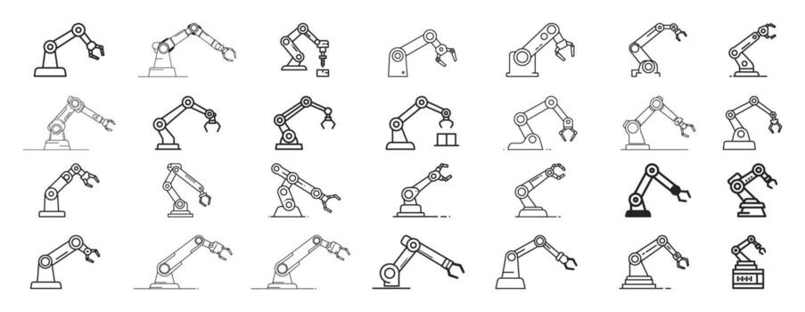 Robot arm icon, can be used on websites and apps, isolated editable. vector