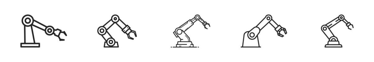 The robot arm icon is isolated on a white background. It can be easily used in applications and websites. vector