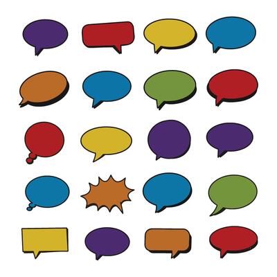 Colorful Speech Bubble Set Collection with 3D Comic Style Elements