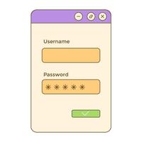 Retro Password UI clipart vector