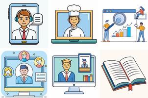 Online Education Resources and Learning Platforms for Diverse Subjects vector