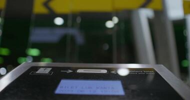 A close up of a machine that is showing a message video