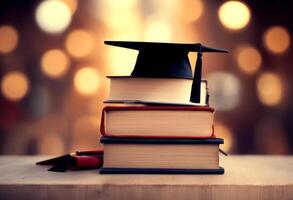 cap books book school student study read learn college graduation graduate pile education university photo