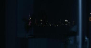 A view of the city from inside a window video