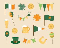 St. Patrick's Day set of elements. Illustration of set of elements in green color. vector