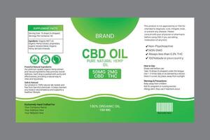 CBD oil label template designed for branding and product information display. vector