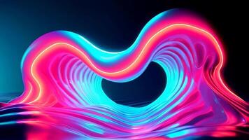 Neon wave abstract animation. Vibrant, dynamic, and futuristic, this abstract artwork showcases a mesmerizing neon wave in shades of pink and blue, creating a visually stunning video