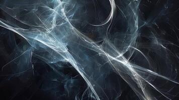 Animated a mesmerizing abstract background with wispy, ethereal smoke trails in shades of blue and white, swirling against a dark backdrop, evoking a sense of mystery and intrigue. video