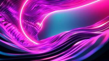 Mesmerizing abstract composition of swirling neon lights and shimmering metallic surfaces, creating an otherworldly and ethereal atmosphere. video