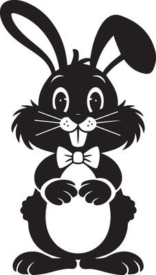 Cute Black Silhouette Easter Bunny with Bow Tie