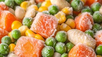 Frozen mixed vegetables creating a colorful and healthy meal photo