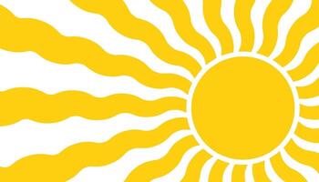 Colorful abstract sunshine design with a retro, hippie vibe. Groovy hand drawn shapes in a childlike, naive art style create a fun and trendy summer background for posters and templates. vector
