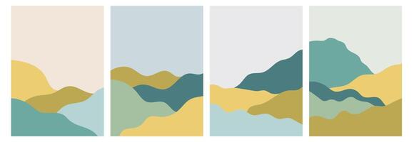 Japanese landscape background with wavy hills and montains. Abstract template with wavy shapes. Mountain layout design in oriental style. vector