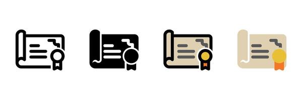 Modern and minimalist certificate icon illustration, perfect for achievement recognition, education platforms, and digital credentials. vector