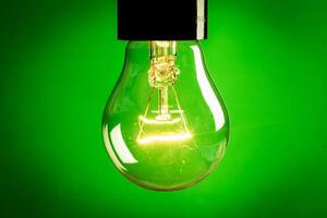 Close up of an illuminated light bulb photo