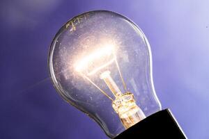 Close up of an illuminated light bulb photo