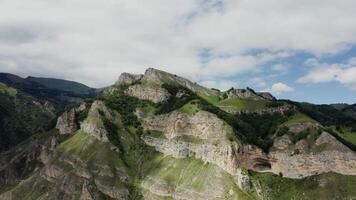 Aerial view of the mountain range in the mountains video