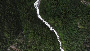 Aerial view of waterfall in the mountains video