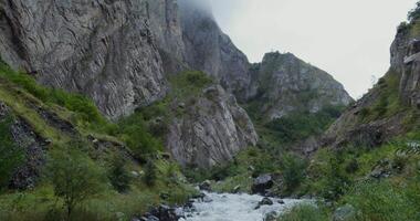 A river running through a canyon with mountains in the background video