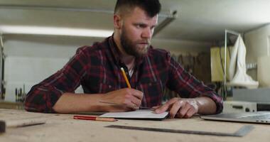 A man is working on a project in his workshop video