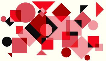 Contemporary abstract geometric works in the Bauhaus style featuring overlapping red black and pink shapes including circles squares and triangles web design vector