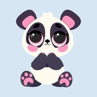 Adorable panda with big, shiny eyes expressing pure innocence and joy vector