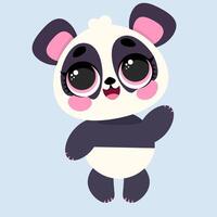 Charming panda with big sparkling eyes and soft pastel tones. Perfect for stickers, greeting cards, prints, and merchandise. Ideal for panda lovers, kids' decor vector