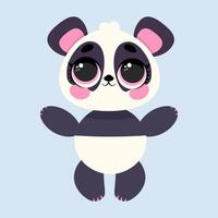 Adorable baby panda standing with open arms, big sparkling eyes, and a sweet, inviting expression vector