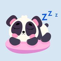 Adorable sleeping panda resting on a soft pink pillow with a peaceful expression vector