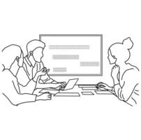 Business training and presentation concept of line art design vector