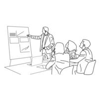 Business report presentation showing growth and profit Line art vector