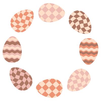 Abstract Easter eggs frame with copy space. Perfect print for card, poster, sticker, label, sale. Flat style illustration.