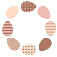 Simple minimalistic Easter eggs border with copy space in trendy Mocha Mousse color. Perfect illustration for card, poster, sticker, label, sale. vector