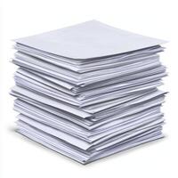 Stack of paper on white background photo